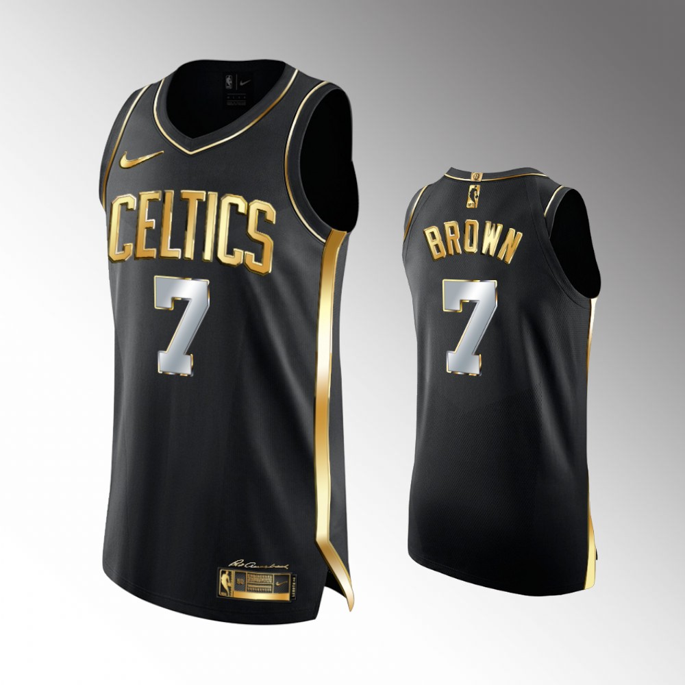Men's Boston Celtics Jaylen Brown #7 Black Golden Edition Jersey 2401RSWI
